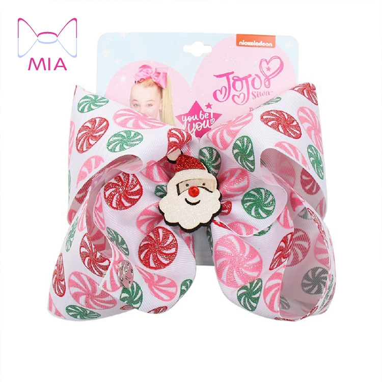 

Mia Free shipping  bow hair clips Pink Christmas snowman accessorized with crocodile Printed for girls hair bows for girls, Picture shows
