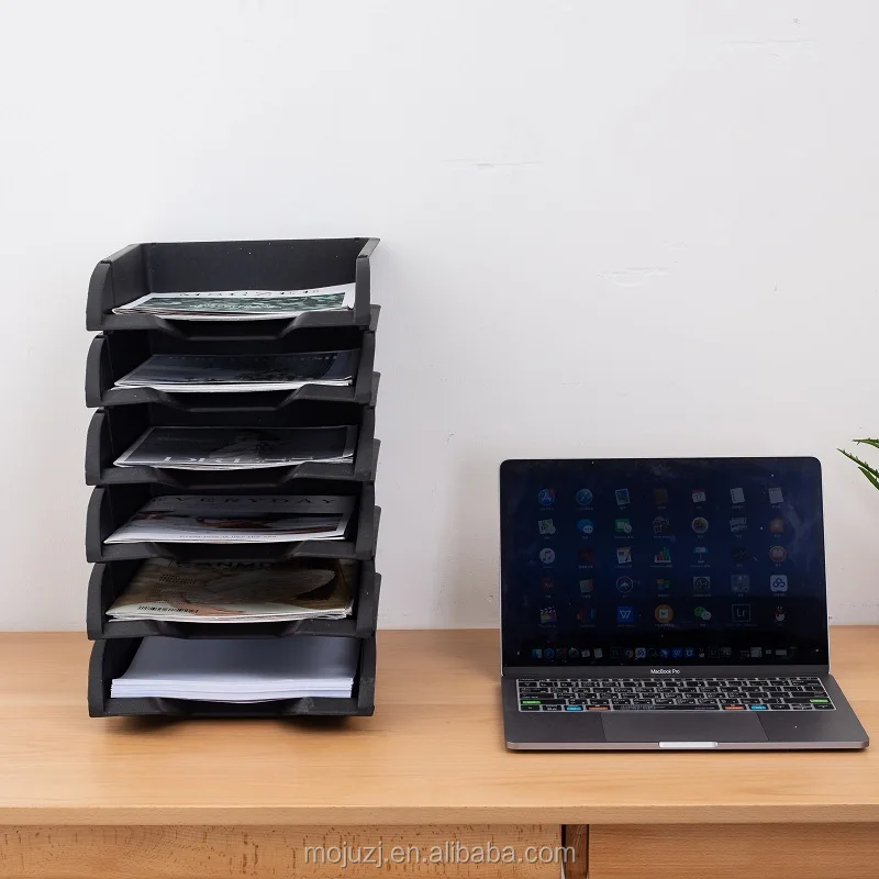 
Top Quality 3 Layers Stackable Desk File Document Tray Plastic Black Letter Tray Organizer 