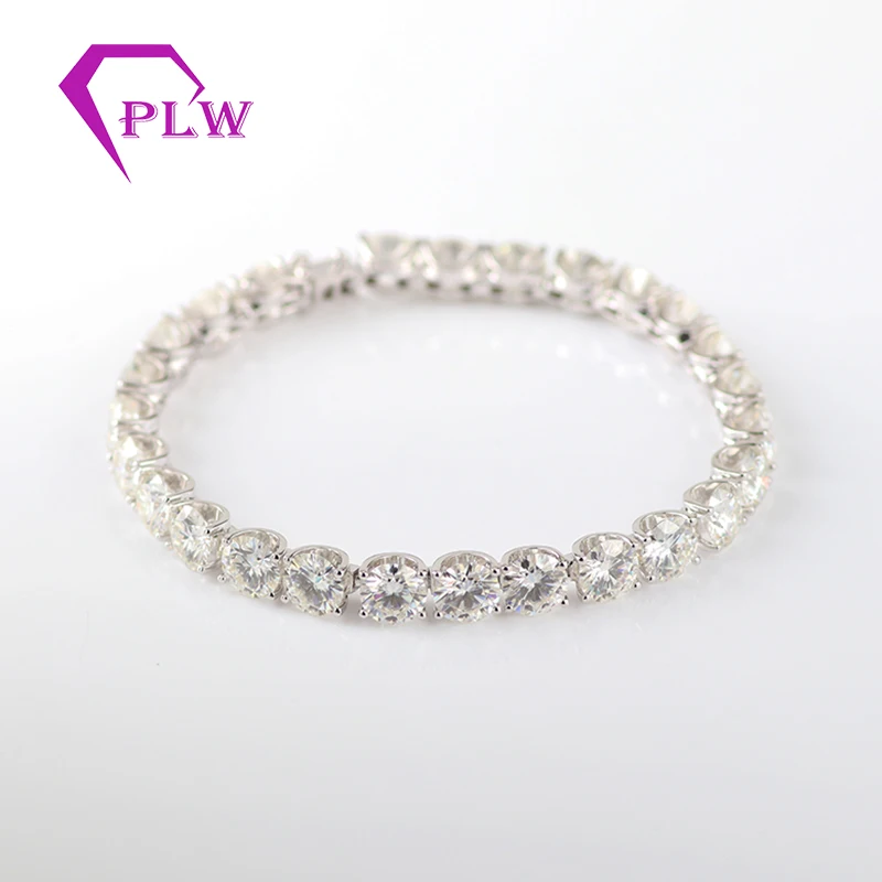 

Jewelry manufacturer customized 14k white gold 6mm round cut moissanite diamond tennis chain bracelet, White/rose gold/yellow gold