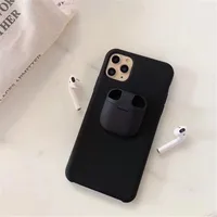 

NEW Arrival 2in1 Soft Silicone Phone Case With Earphone Storage Box Mobile Cover For Airpods For iphone 11