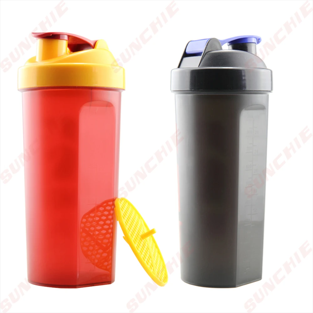 1000ml Customized Logo Dishwasher Safe BPA Free Colorful Plastic blender shaker bottle With Container