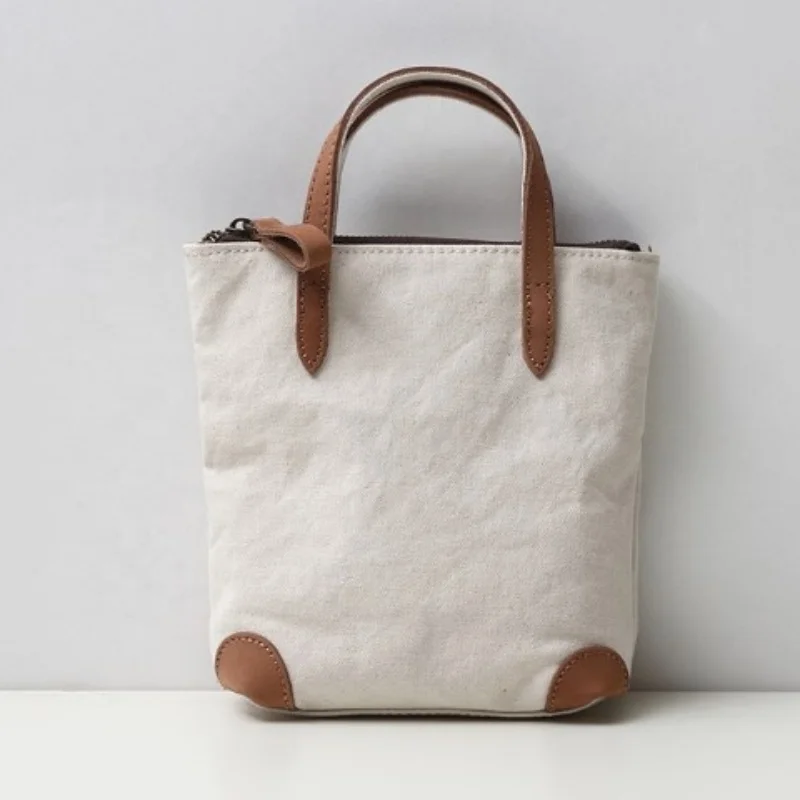 

Custom Logo Cotton Canvas Tote Mini Shopping Bag Women Canvas Shoulder Bag Ladies Tote Handbag Casual Purse with Leather Strap, Customized