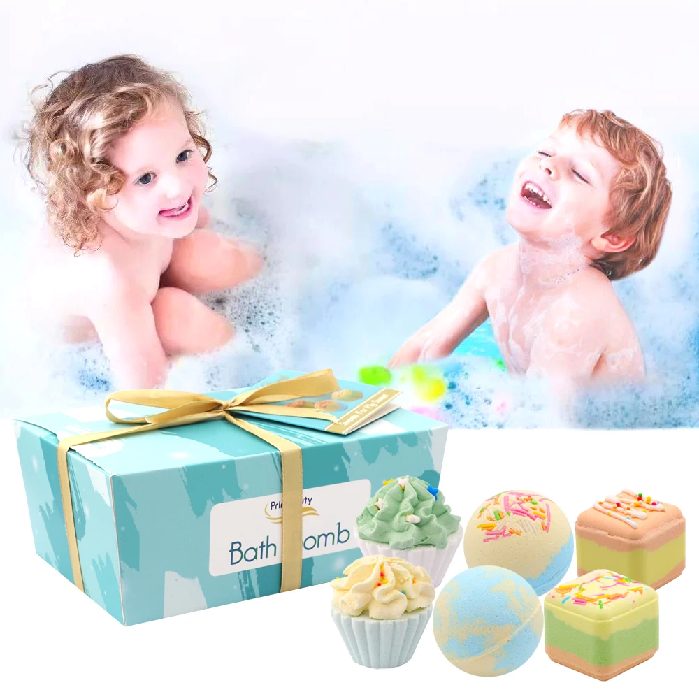 

OEM Wholesale Private Label Customized Organic Handmade Vegan Packaging Boxes Colorful Fragrance Cupcake Bath Bomb Gift Set