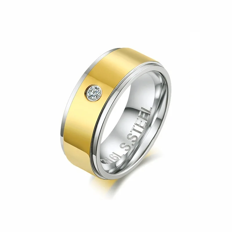 

2020 amazon hot sale Gold band point drill stainless steel ring jewelry gift for men Free Shipping