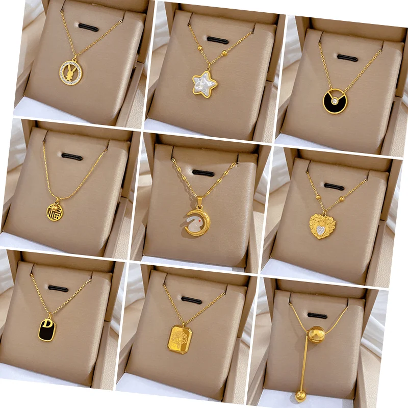 

MARONEW Stainless Steel Love Heart Pendant Necklace jewelry Butterfly Gold Plated Collar Necklace for Women