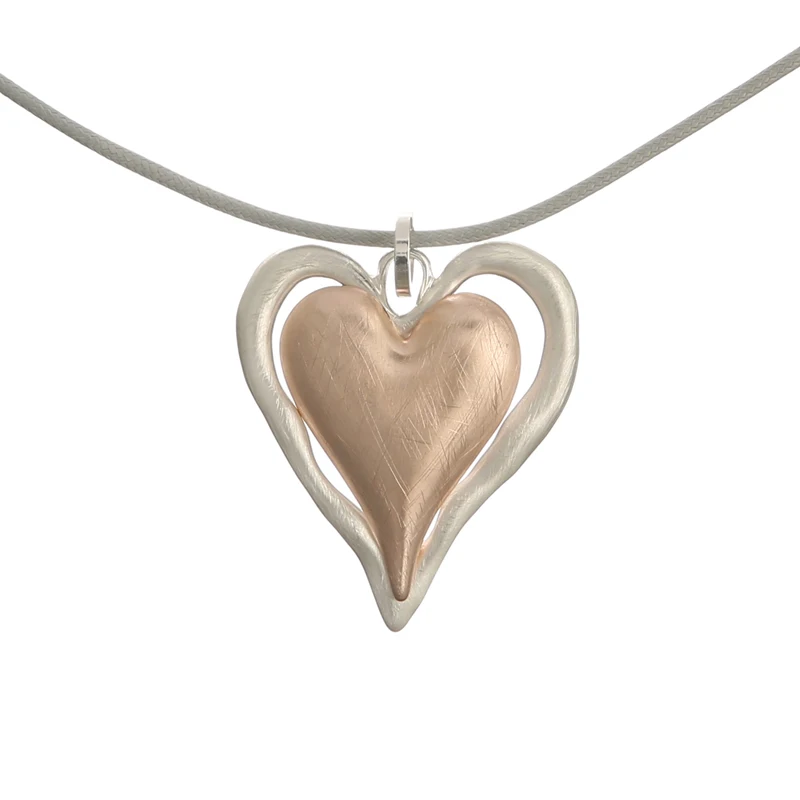 

Fashion Two Tone Gold Double Heart Necklace