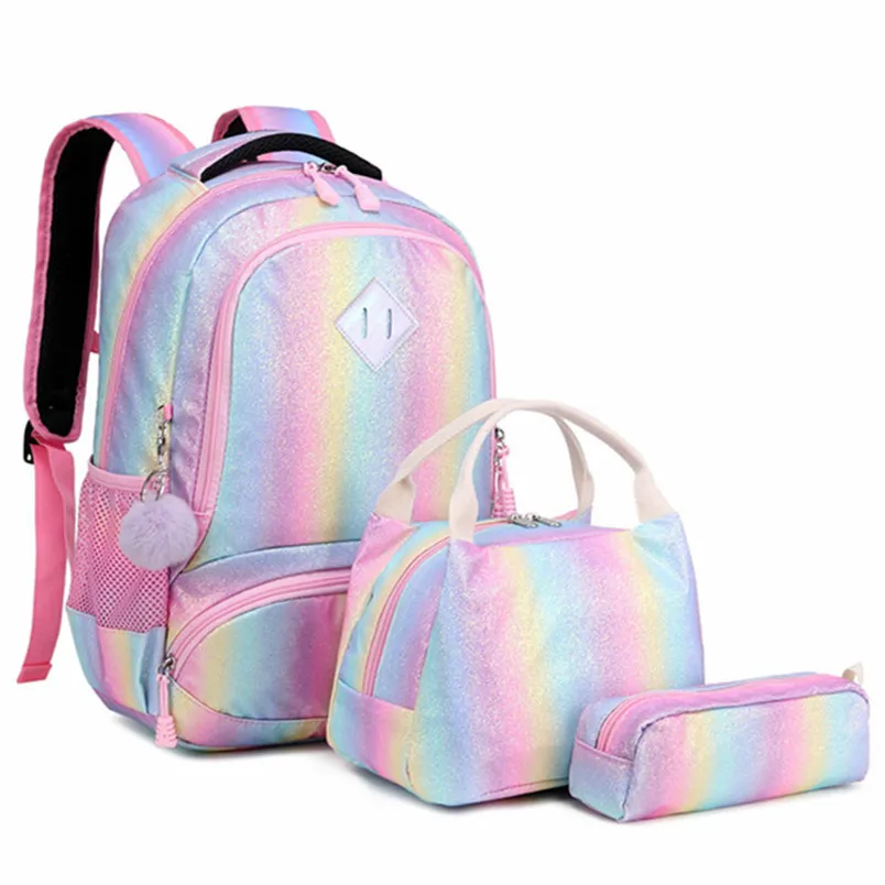 

Students Girls Rainbow Cute Glitter School Bag Set for Primary School for GIRLS