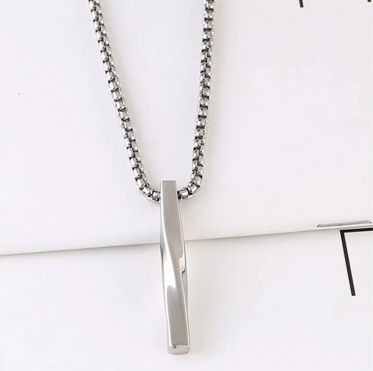 

European and American Creative twisted cylinder female men's necklace Japanese and Korean popular hip hop pendant simple and ver
