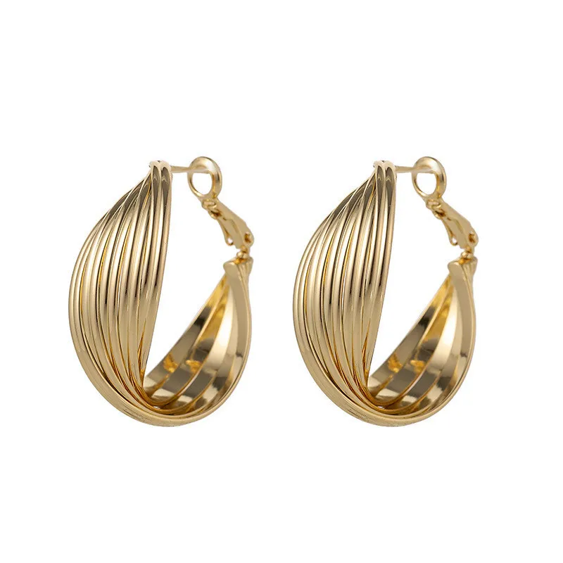 

2021 New Arrival Fashion Jewelry Earrings Women Minimalist Twist Geometry Designer Earrings African Elemental Alloy Earrings, Gold color