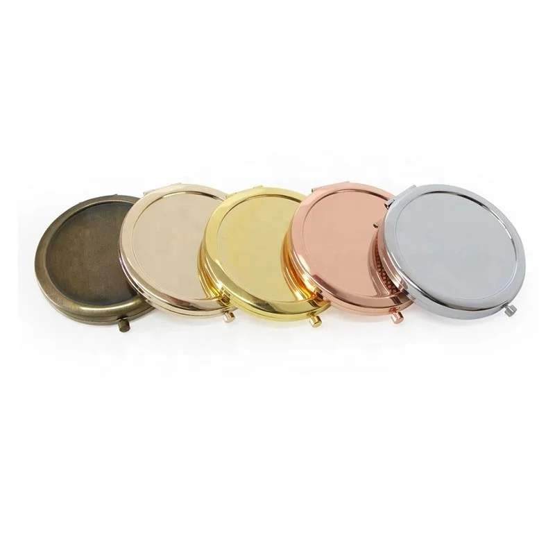 

70mm Sublimation blank compact pocket mirrors , Cosmetic make up Small hand Round mirror, Rose gold , silver , gold, brown
