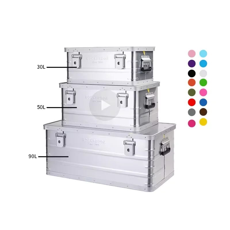 For ROCKBROOK 95L Heavy Duty Aluminium Storage Box Kitchen Outdoor Camping Foldable Collapsible Kitchen Storage for Storage