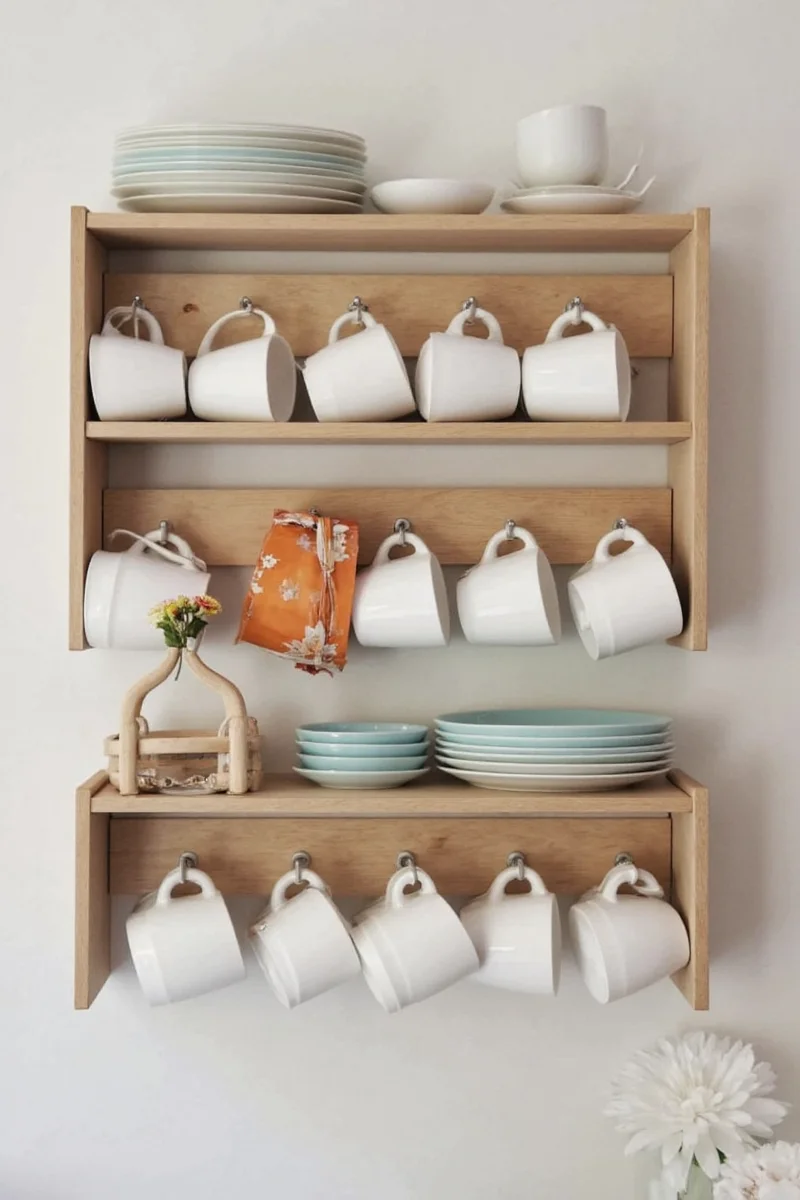 Vintage tray mug display