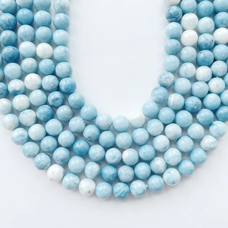 Natural Stone Beads Blue Sky Stone Larimar Color Enhanced Healing Power Loose Gemstone Beads for Jewelry Making