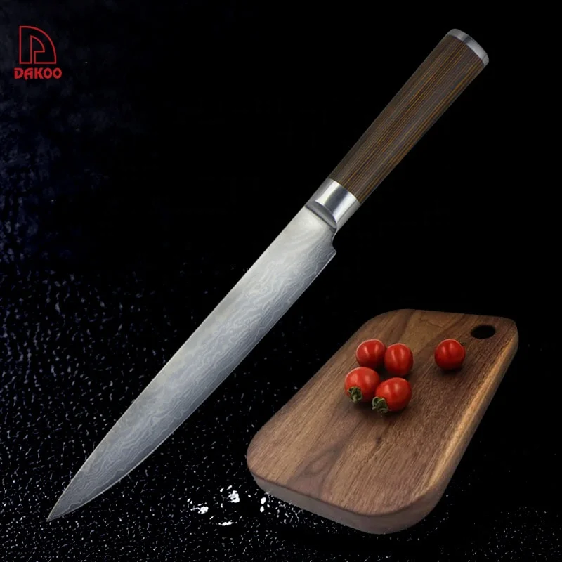 

Damascus chef knife with 430 pakka wood handle