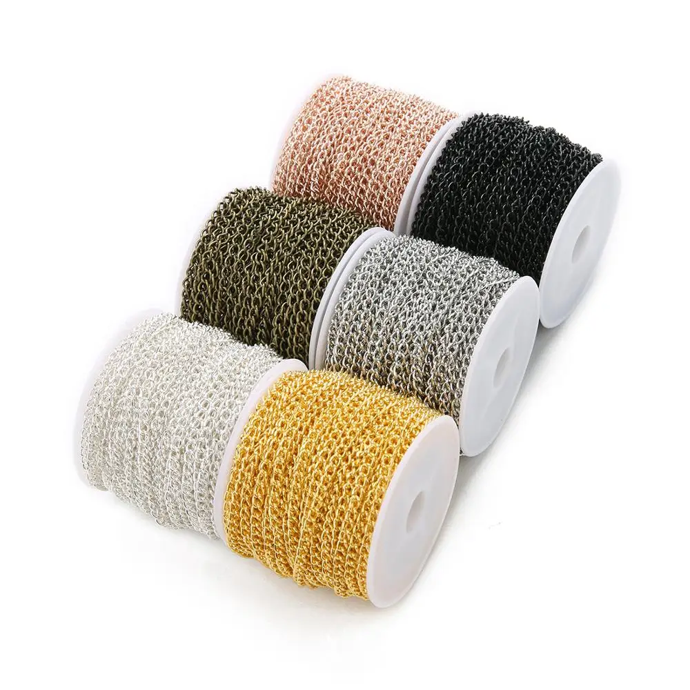 

10 Yard/roll Gold Silver Antique Color Iron Link Extended & Extension Chains Tail Extender chain For DIY Jewelry Accessories