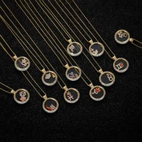 

01049 Crystals from Swarovski women gender personalized initial jewelry 12 constellations pendant necklace