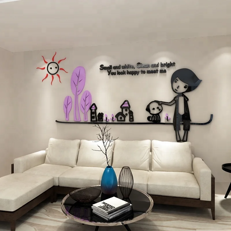 

New Product Fashionable Cute Cartoon Decorative Children 3d Acrylic Wall Stickers, Mixed colors