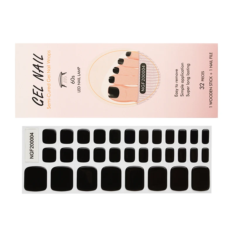 

Huizi New gel nail strips toe nail wraps wholesale nail supplies semi-cured gel strips stickers with the UV