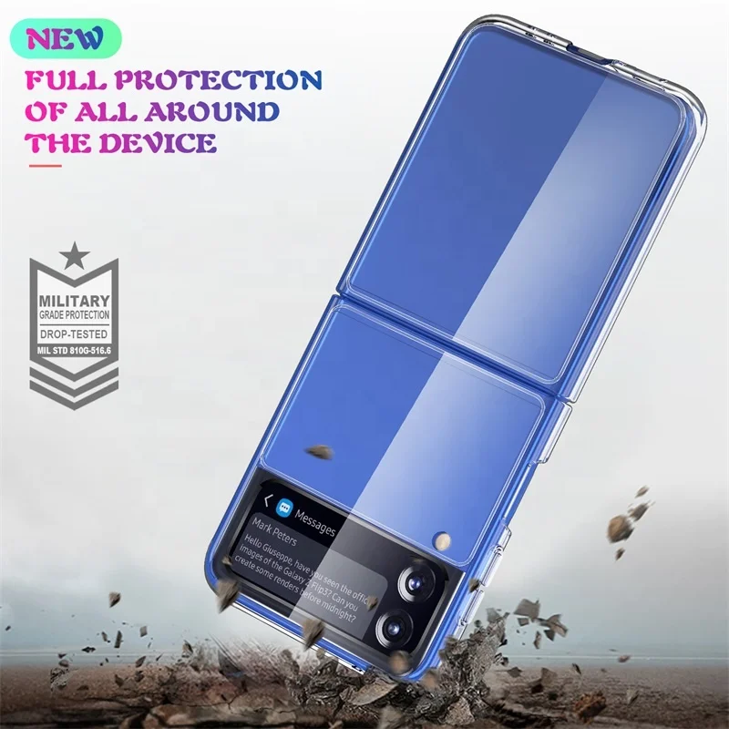 

New Design Clear Acrylic 2 in 1 Detachable Flexible TPU Back Cover for Samsung Galaxy Z Flip 4 3 Transparent Case