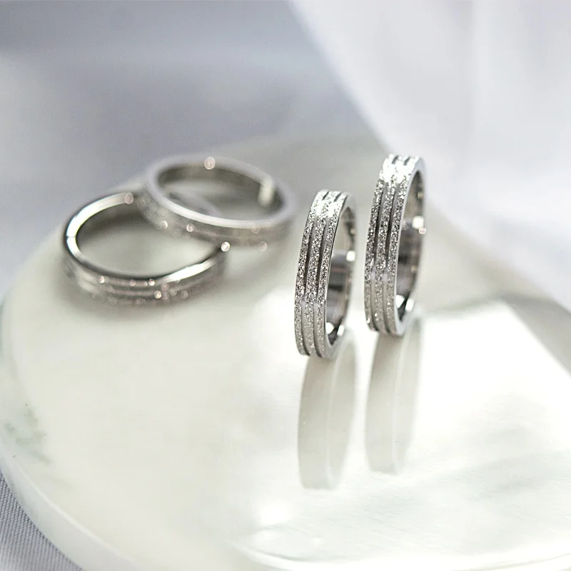 

High Quality Factory Rings in Stainless Steel Jewelry Silver Plated Stainless Steel Ring Personalized Frosted Ring for Women