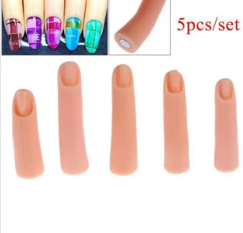 

1/5Pcs/Set Silicone Practice Nail Art Training Hand Finger Adjustable Fake Finger Manicure Tool