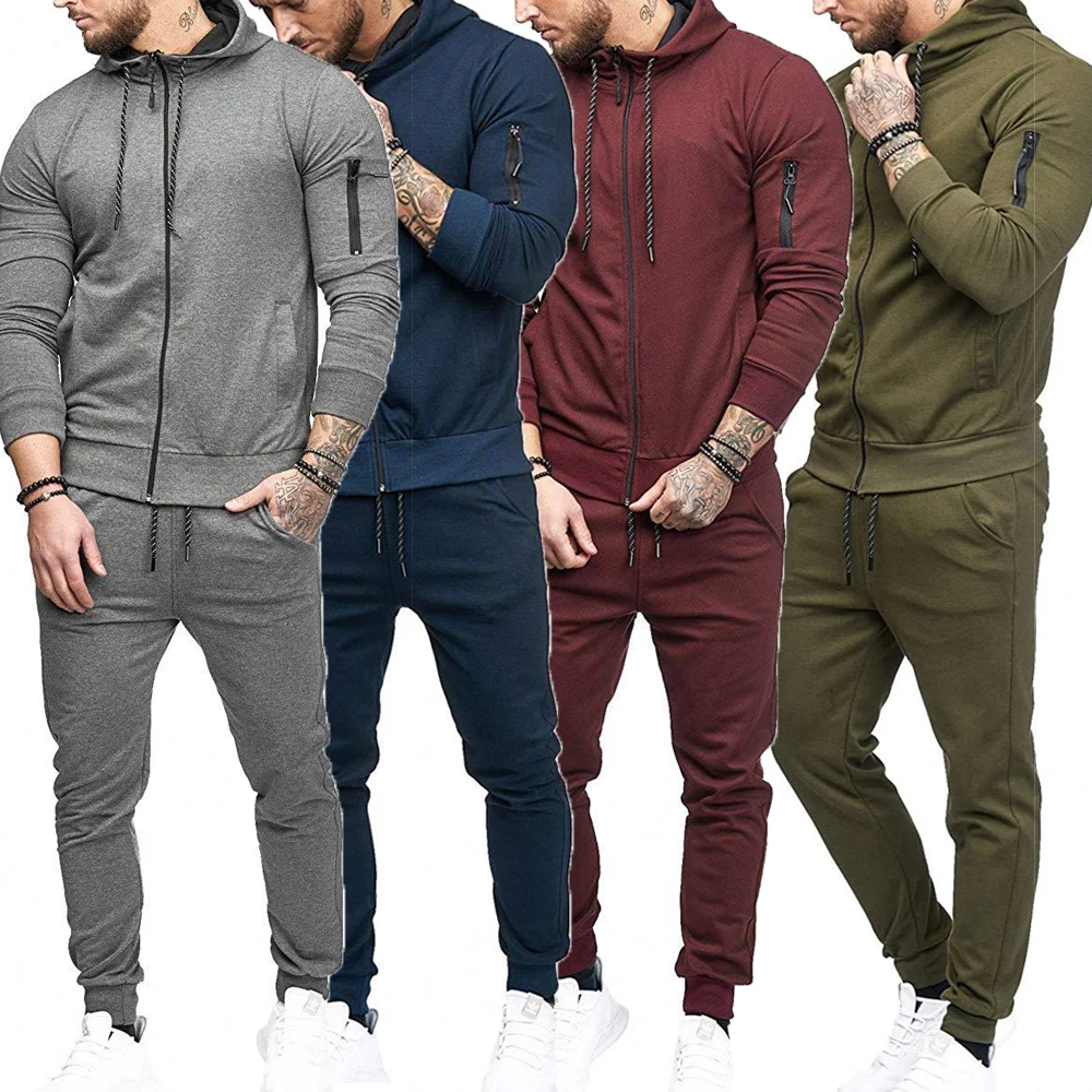 

Men Tracksuit Set Hoodies Casual 2 Piece Sport Sweatshirt Zipper Up Hoodies Jogging Sweatpants Autumn Winter Sports Suit RS00535