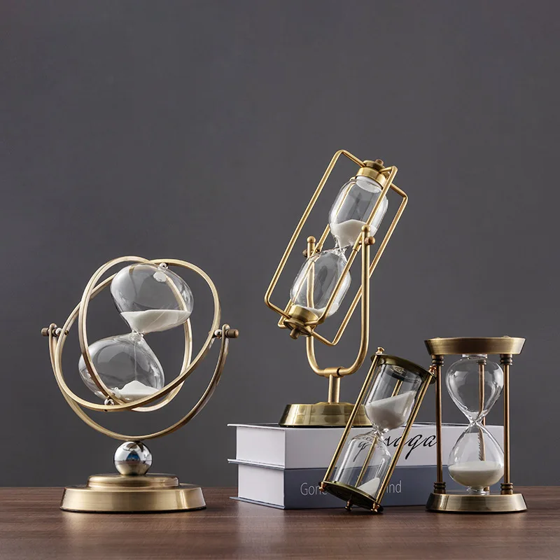 

Nordic creative globe metal crafts ornaments modern light luxury office creative ornaments hourglass, Custom color