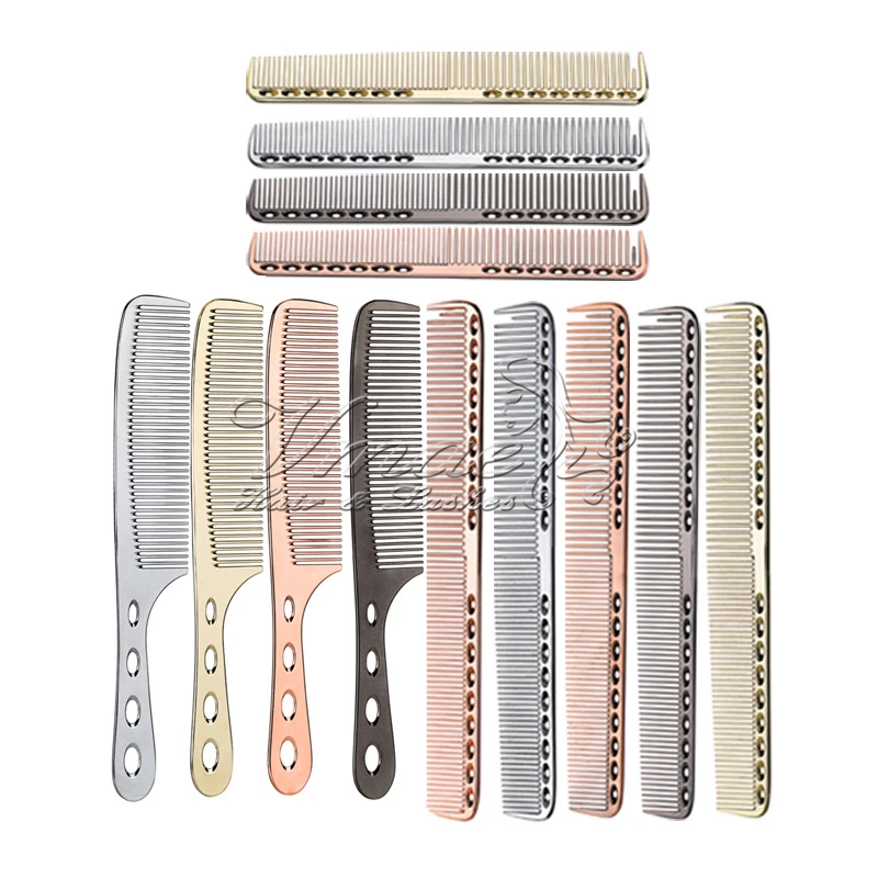 

VMAE High Quality Beauty Salon Metal Teeth Barber Accessories Mutli Colors Aluminium Comb For Hair Cutting Tools