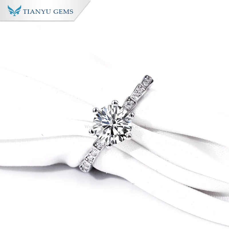 

Tianyu jewelry 18k white gold plated 1ct moissanite adjustable anniversary engagement 925 sterling silver rings