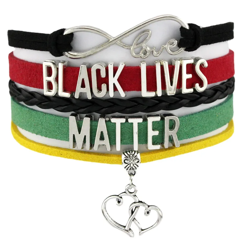 

Factory Black Lives Matter Stay Woke I can't Breathe Melanin Poppin Black is Beautiful Black Girl Magic Bracelets for Women Men, Silver plated