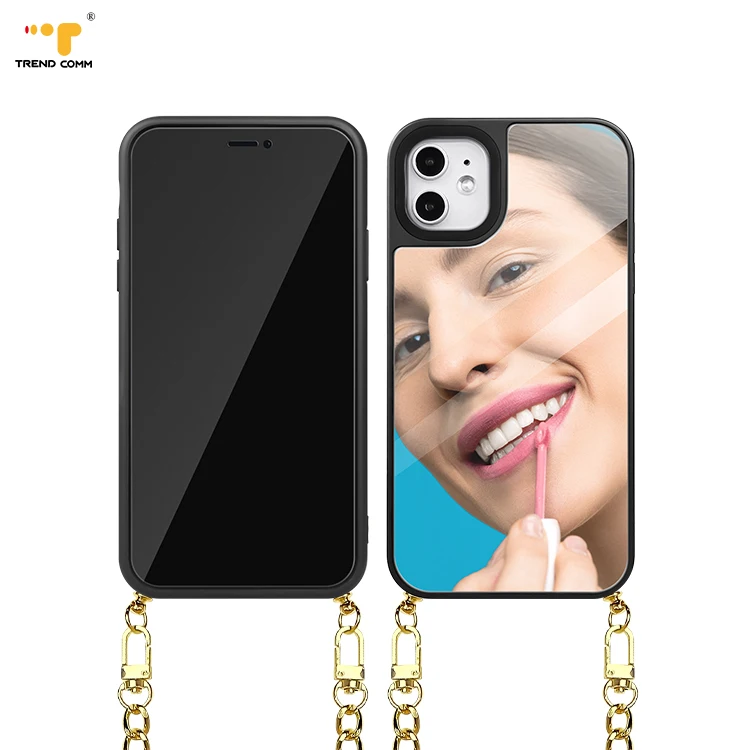 

Luxury Gorgeous Designers Mirror Metal Chain Phone Case Shockproof For iPhone