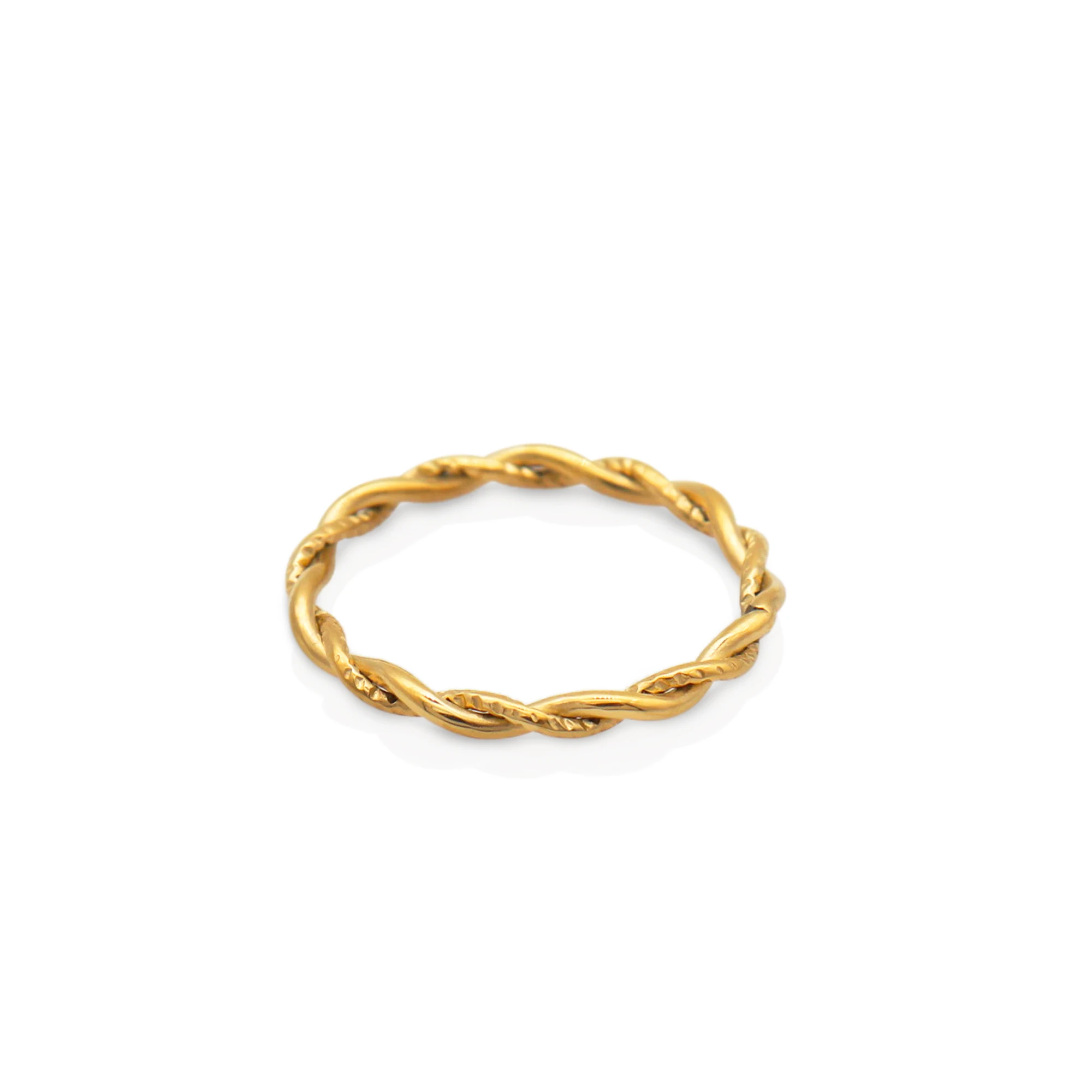 

Chris April in stock fashion jewelry 316L stainless steel PVD gold plated Minimalist twisting finger ring