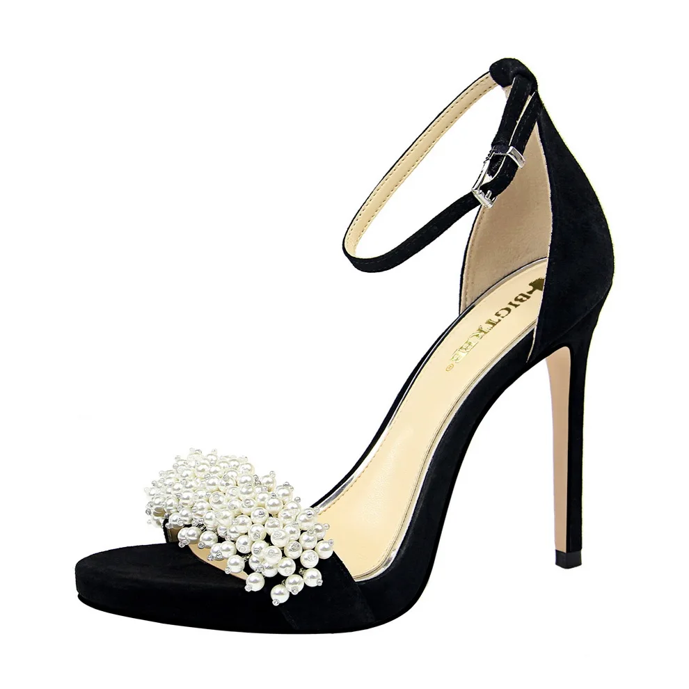 

Summer Hot Selling Luxury Beaded Peep Toe Stilettos Sandals For Women Party Shoes, 4 colors