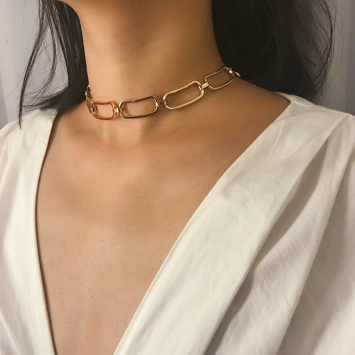 

Hesiod Punk style chain choker necklace for women
