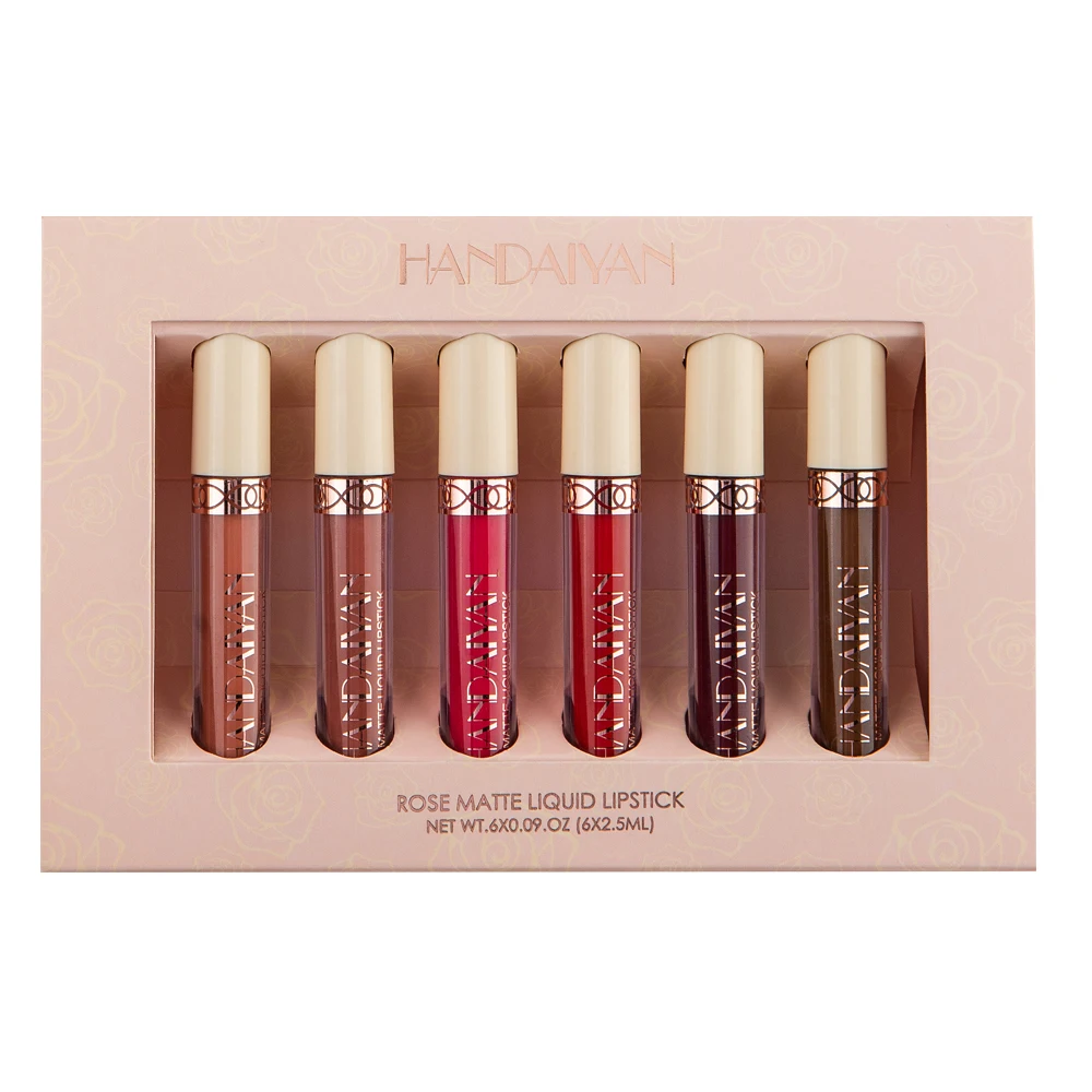 

HANDAIYAN 6 Matte Rose Lip Gloss Liquid Lipstick Mist Lip Gloss Set