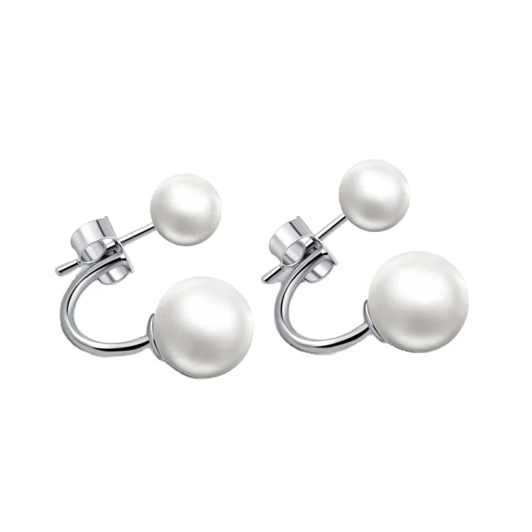 

Factory sell 925 sterling silver double sided round natural shell pearl earring best selling styles for women, Optional as picture,or customized