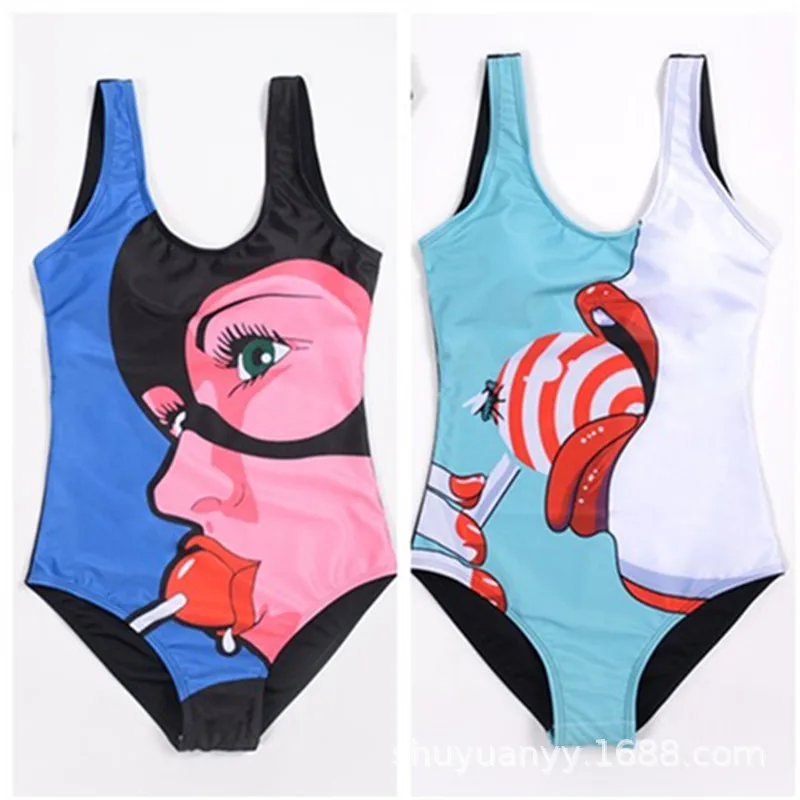 

Women Cartoon Sexy one piece thong swimsuit Adults bikini cover up Swimwear Beachwear bathing suits women 2021, As picture, welcome to customize