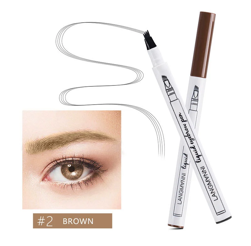 

Wholesale 4 Forks Waterproof Pencil Liquid Long Lasting Eyebrow Pen For Cosmetics, 3 colors