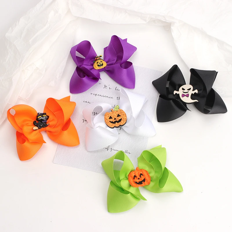 

2022 4.5 Inch Boutique Dress Up Costume Party Hair Accessories Charms Halloween Hair Bows Clips For Girls