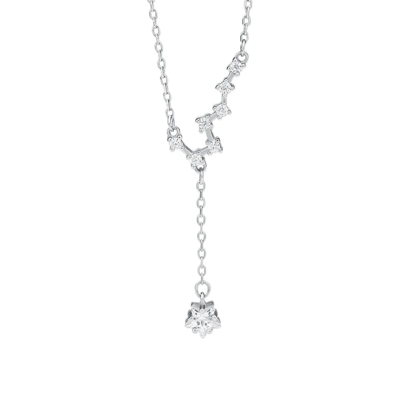 

Delicate Women Silver Jewelry North Star Zircon Tassel Charm Pendant Necklace Women Gift