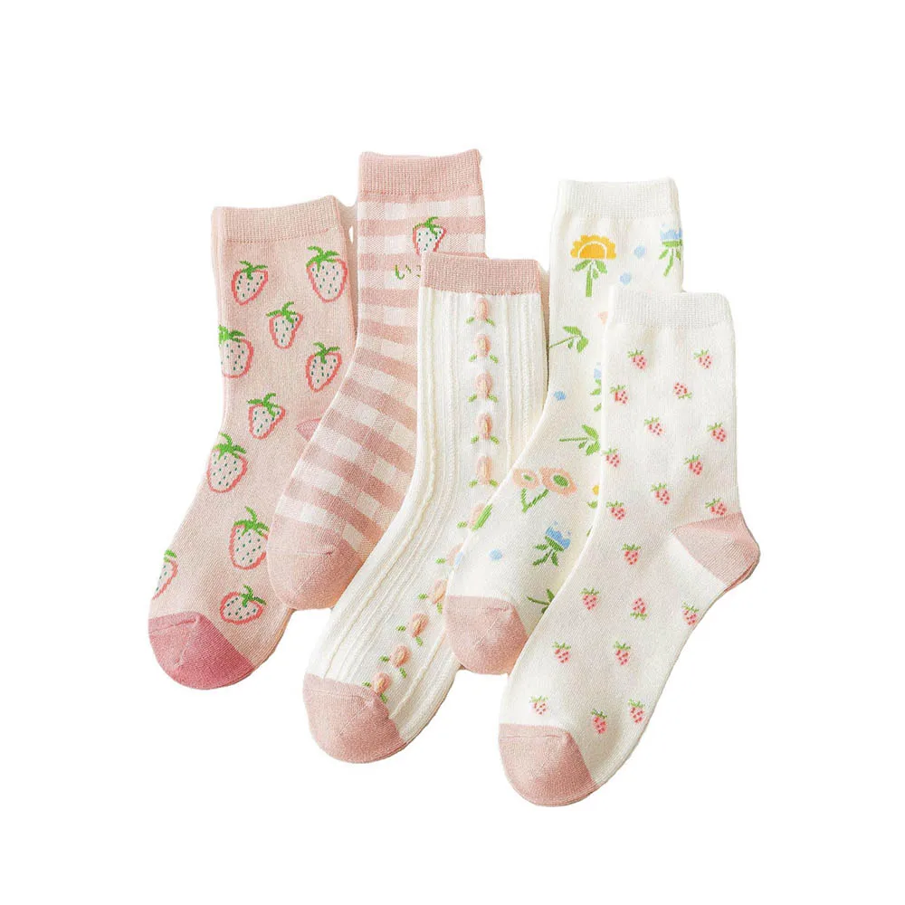 

Hot sale strawberry lovely cotton fashion ladies socks female fruit teen cute girl socks japanese