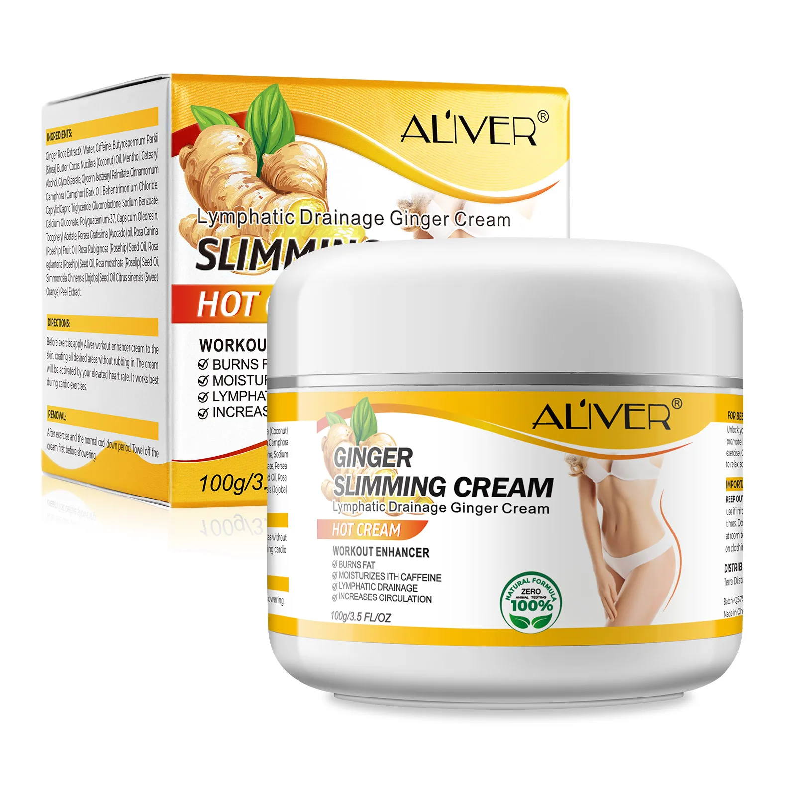 

ALIVER Lymphatic Drainage Workout Enhancement 7 Days Fat Burn Ginger Slimming Cream