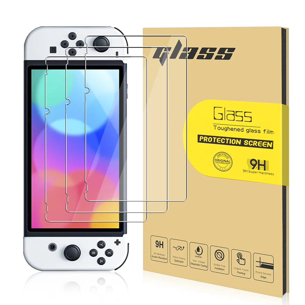 

2023 New 0.33mm 2.5D High Transparent Screen Protector Tempered Glass Film For Nintendo Switch OLED glass screen protector