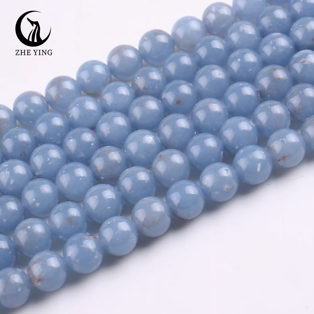 

Zhe Ying Low price promotion limited time angelite round stone beads There are yellow spots on the surface but color better