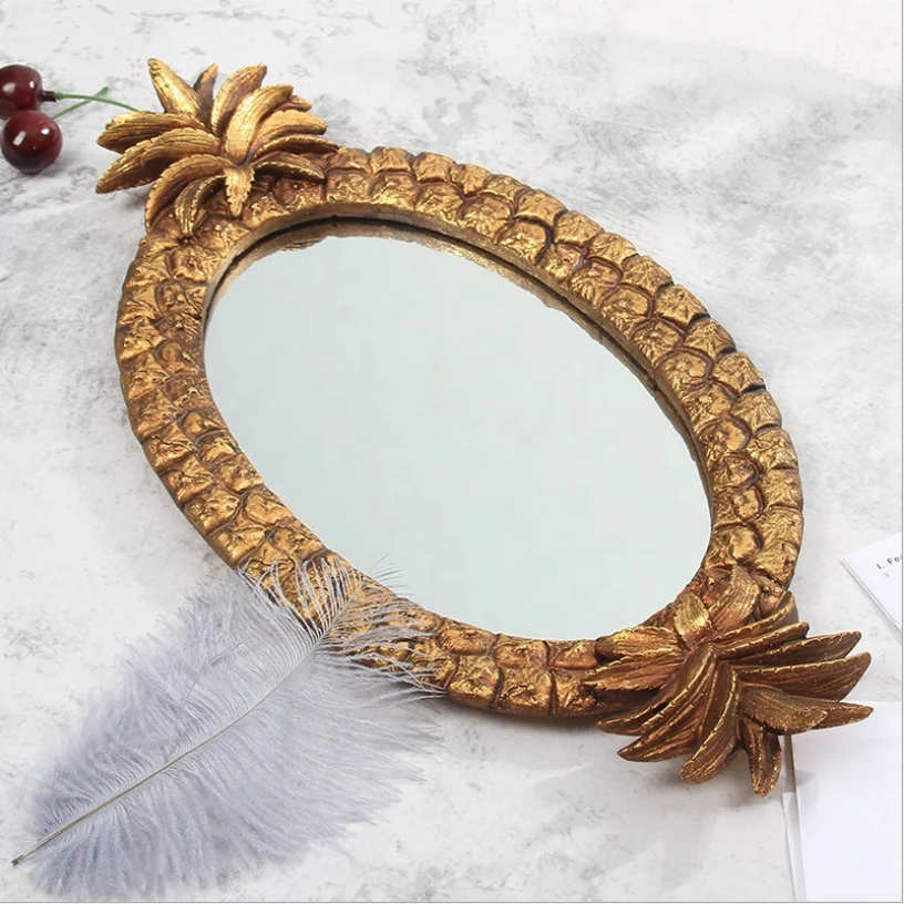 

Fruit shape Jewelry Perfume Wedding Home Nordic Style Antique Resin Pineapple Mirror Perfume Tray Jewelry Storage Tray, Gold,silver