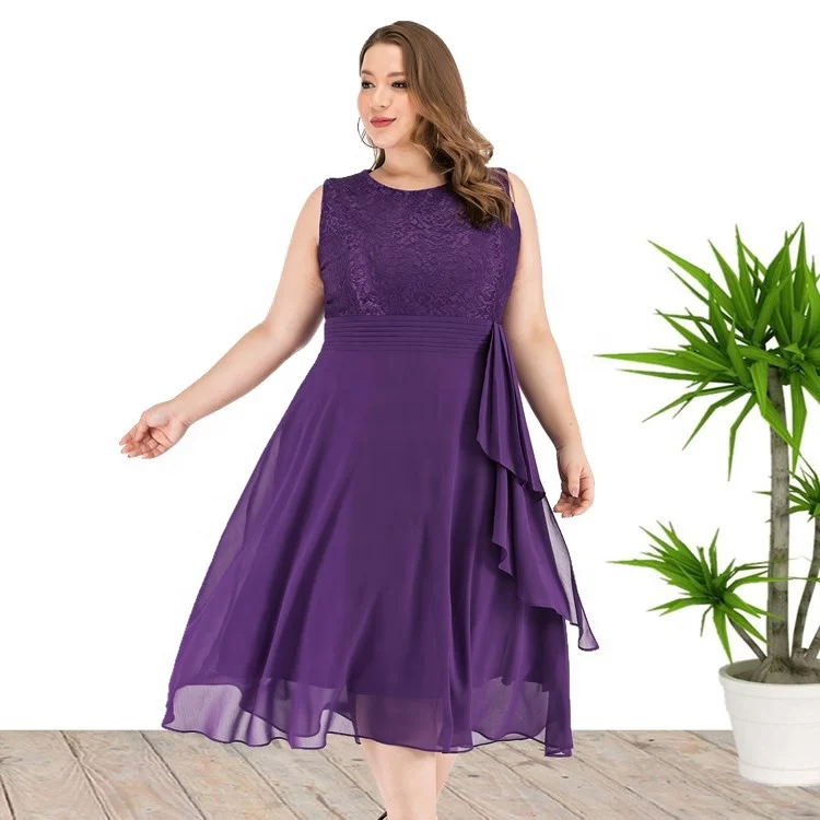 

2021 High Quality Plus Size Chiffon Lace Stitch Evening Party Formal Dresses For Women