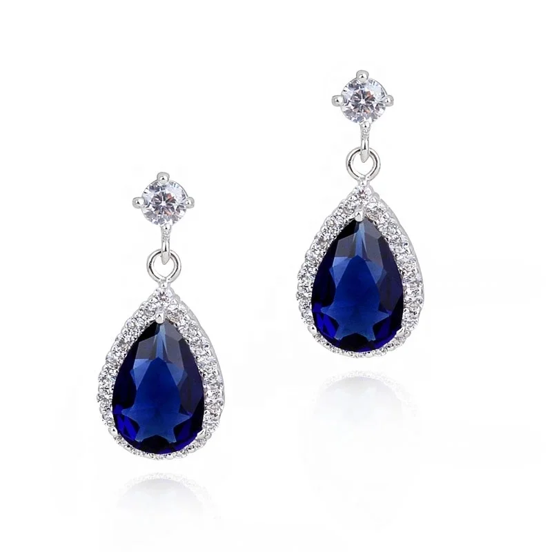 

High-end Accessories Wedding Jewelry Sapphire Earring For Women Fine Jewelry, As pictures