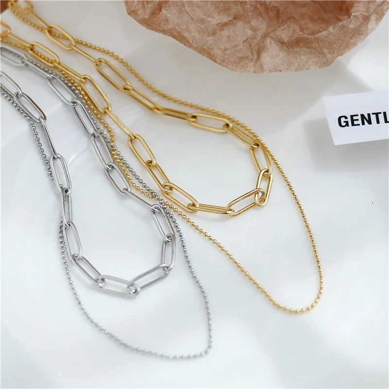

double layer stainless steel chain necklace