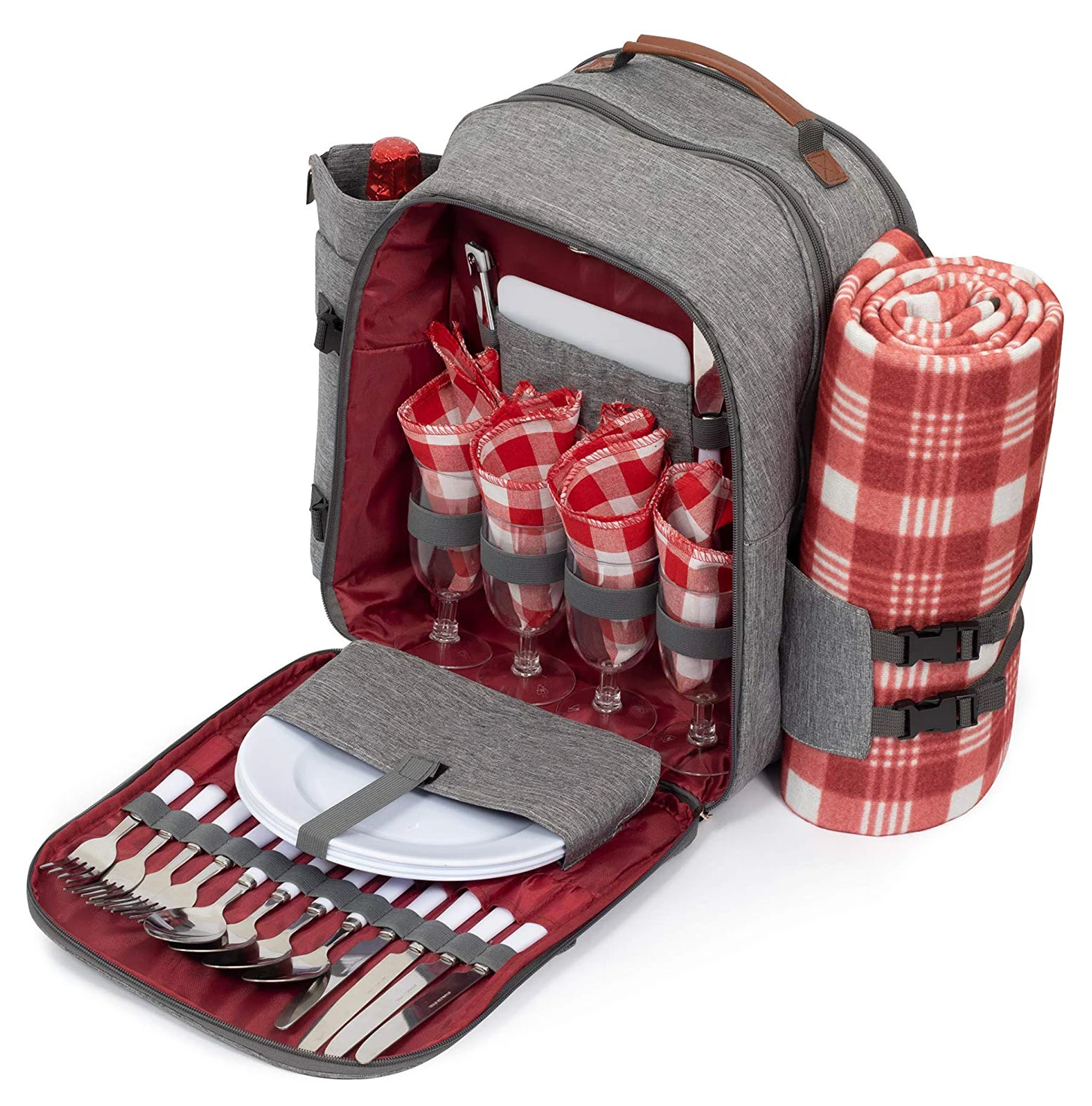 Picnic Backpack For 4 Travel Picnic Food Storage With Blanket,Insulated