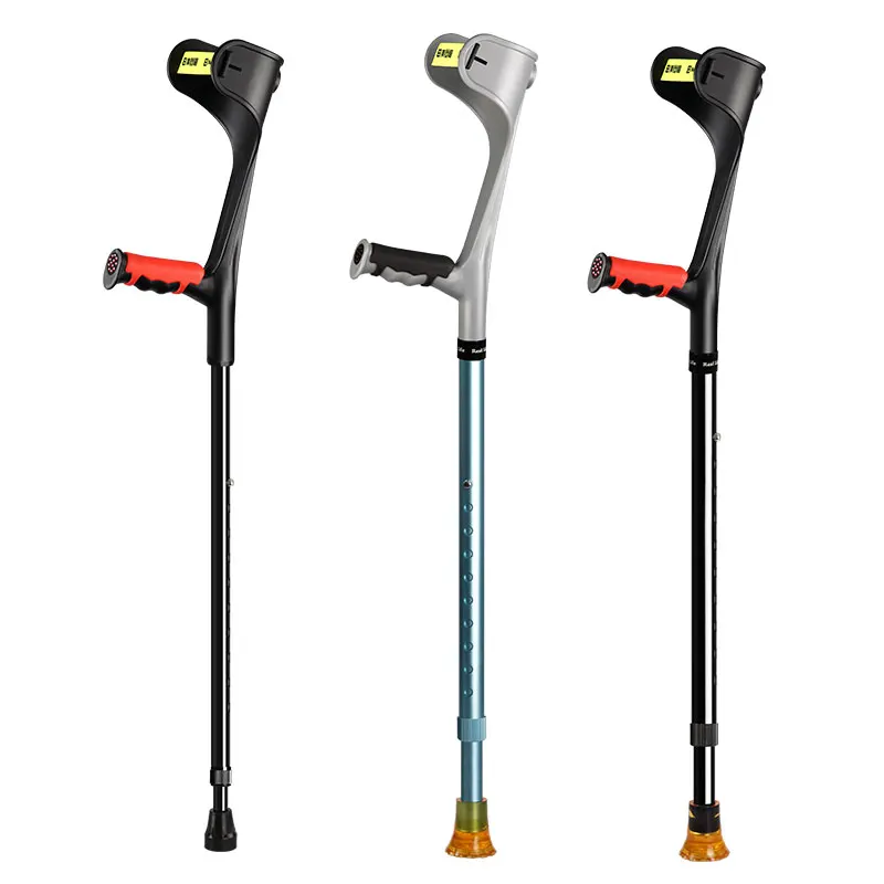 

Medical cane aluminium disabled crutches walking cane adjustable elbow crutch walking stick, Black